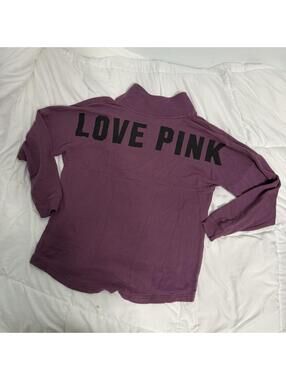victoria's secret pink quarter button up purple sweater